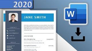 CV Template Word DOWNLOAD FREE ⬇ (2020)  - Blue Resume Design with Icons  DOCX 