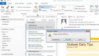 One line preview command in Outlook 2013