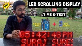 Led scrolling display board | led display board | P10 module | led clock | Arduino uno | Rtc module