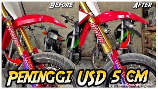 Pasang Peninggi Depan USD Honda CRF150L 5 cm Supermoto Mas Moko