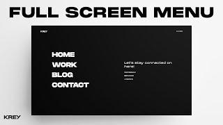  How to make a FULL SCREEN MENU Navigation | Krey Academy