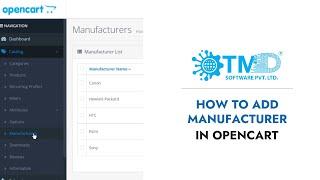 How To Add Manufacturer In Opencart -TMD