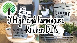 5 High End Dollar Tree Farmhouse Kitchen DIY Decor