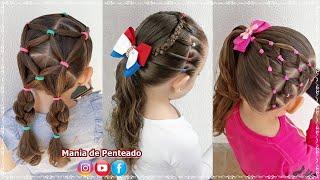 Penteados Infantis Fáceis com Elásticos  |  Easy Hairstyles with Rubber Bands for Little Girls 