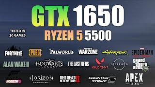 GTX 1650 + Ryzen 5 5500 : Test in 20 Games In 2024