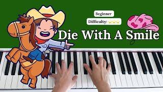 Die With A Smile - Bruno Mars, Lady Gaga⎮Easy Slow Piano Tutorial