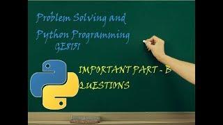 GE8151 | Python Programming | Important questions |Explained in Tamil
