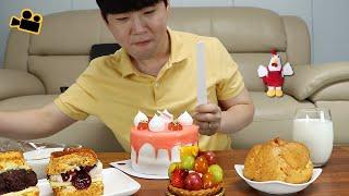 맛좋은 스콘에 복숭아케이크! Peach cake Scones Tart! Cinema Mukbang DoNam 시네마먹방