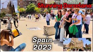 Unbelievable Walk tour | topless, New walking tour spain 2023 | sagrada familia | barcelona 4k