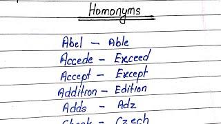 English Homonyms | PAS Education