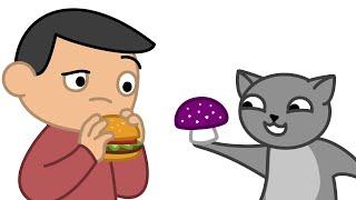  Poisonous mushrooms! 毒きのこ Cat prevents eating cheeseburger #Shorts (Funny Animation Meme)