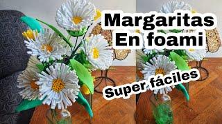 Como hacer flores  de margaritas en foami /manualidades fáciles