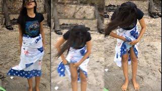 Cute Girl Changing wet panty in beach public video from social media