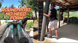 How to Make Round Post No Need Wood Form / Paano Gumawa ng Bilog na Poste na Walang Gamit na Porma