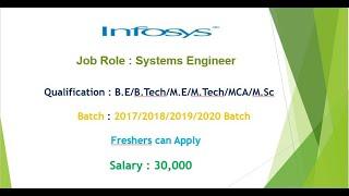 Private Jobs 2020 | Infosys hiring System Engineer | Freshers Can Apply