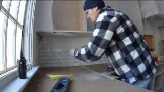 Real Time lapse Tile Installation Backsplash Day 1