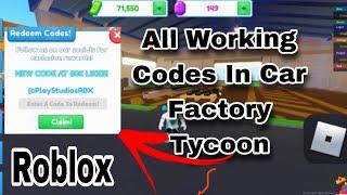 All Working Codes In Car Factory Tycoon (Roblox)