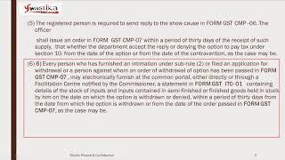 ITC eligibility for Composition when denied by Dept I Swastika Educonsult