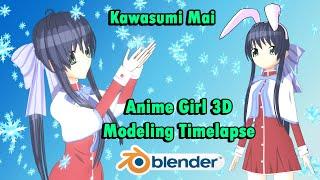 3D Anime Character Full Workflow - Kawasumi Mai - Blender 3.4 - Timelapse