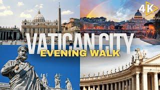 Stunning Vatican City Sunset Evening Walk, Rome Italy  | 4K UHD