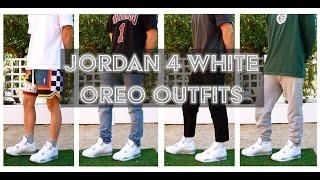 Jordan 4 White Oreo | OUTFITS + ON FEET (Tech Grey/White)
