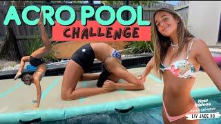 Acro Yoga Challenge POOL Edition!  What Flexibility & Acro poses can I do AIR TRACK + POOL