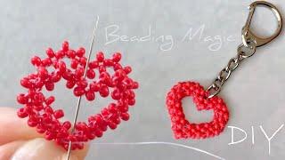 Beaded Heart Keychain Tutorial: How to Make Seed Bead Heart