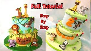 Jungle Theme 1st Birthday Cake | Jungle Safari Cake | 1st Birthday Animals Theme Cake