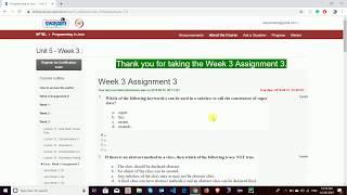 NPTEL Programming In Java Week 3 Assignment Solution Quiz