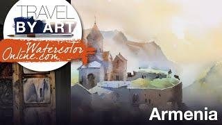 #182 Travel by Art, Ep. 54: The Beauty of Armenia (Watercolor Landscape/Cityscape Tutorial)