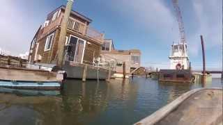 Deep Water Salvage. Sea Village Marina, Hurricane Sandy, video form my rowboat.