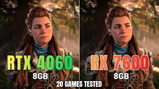 Nvidia RTX 4060 vs AMD RX 7600 in 2024 (20 Games Test)