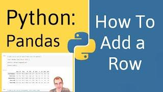 How to Add a Row To a Data Frame in Pandas (Python)