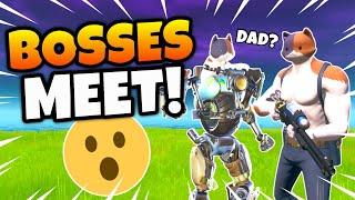 What Happens when KIT Meets his DAD MEOWSCLES in Fortnite? (BOSSES)