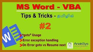 Word VBA - goto Statement, Error Handling and Resume next