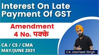 Interest On Delayed Payment Of GST | Most Important Amendment | CA Inter CMA Inter | CS Executive