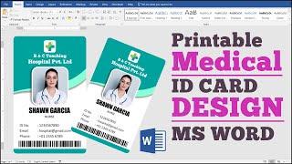 How to Make ID Card Design in MS Word || Printable Medical ID CARD Design in MS Word Hindi Tutorial