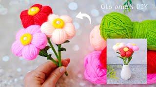 It's so Beautiful ️ Super Easy Flower Craft Ideas with Wool - DIY Amazing Yarn Flowers- Home Decor