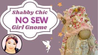 DIY Shabby Chic Girl Gnome / dollar tree no sew sock gnome / Leenys Shabby Tuesday / Beebeecraft