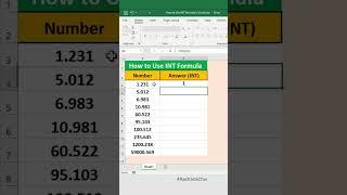 How to Use INT Formula in Excel #excel #shortvideo