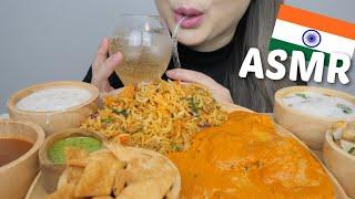 Chicken Biryani, Papdi Chaat with Butter Chicken *ASMR NO Talking Food Sounds | N.E Let's Eat