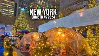 New York City 4K Walk Christmas in NYC 2024 Christmas Tour Rockefeller Center, Bryant Park, Macys