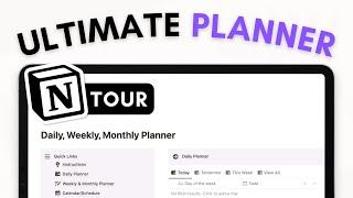 ULTIMATE Daily Weekly Monthly Planner with Notion | All-In-One Template Tour