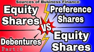 Difference between Equity shares and Preference shares | Difference between Equity and Debentures