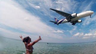 Aircraft landing maikhao beach Phuket Thailand Посадка самолетов на пляже Май Кхао Пхукет