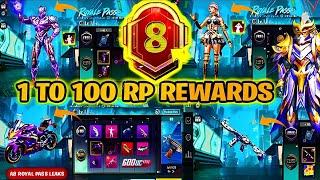 A8 ROYAL PASS 1 TO 100 RP REWARDS | ACE 8 ROYAL PASS LEAKS PUBG MOBILE | BGMI ROYAL PASS A8 REWARDS