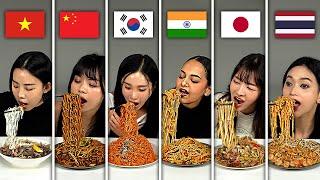 6 Asians Try Each Other Noodle For the First time!! (India, Korea, Vietnam, China, Japan, Thailand)