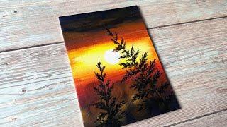 sunset painting / easy acrylic painting ideas for beginners ️