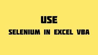 How to use selenium in Excel VBA