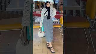 Ootd outfit rok jeans #ootdkekinian #ootdhijabstyle #ootdfashion #ootdrokjeans